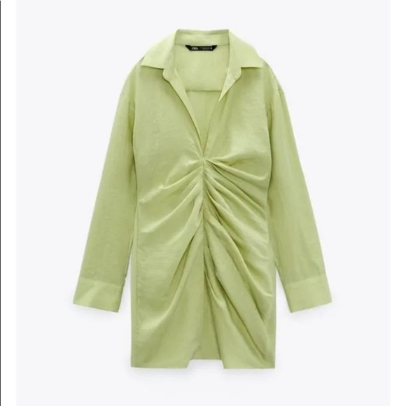 Zara Sea Green Draped Dress. - Picture 7 of 10